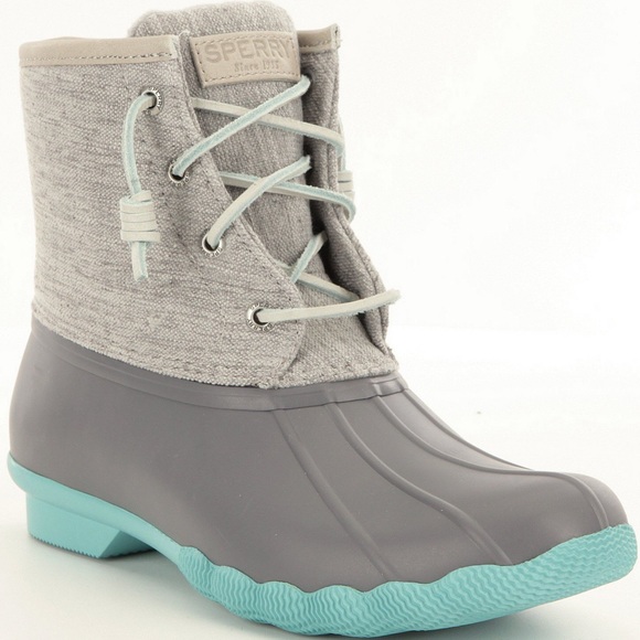 Sperry Shoes - Sperry Grey/Turquoise Duck Boots